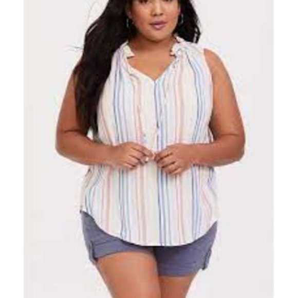 torrid Tops - Torrid Ivory Stripe Pullover Sleeveless Tank Size 3